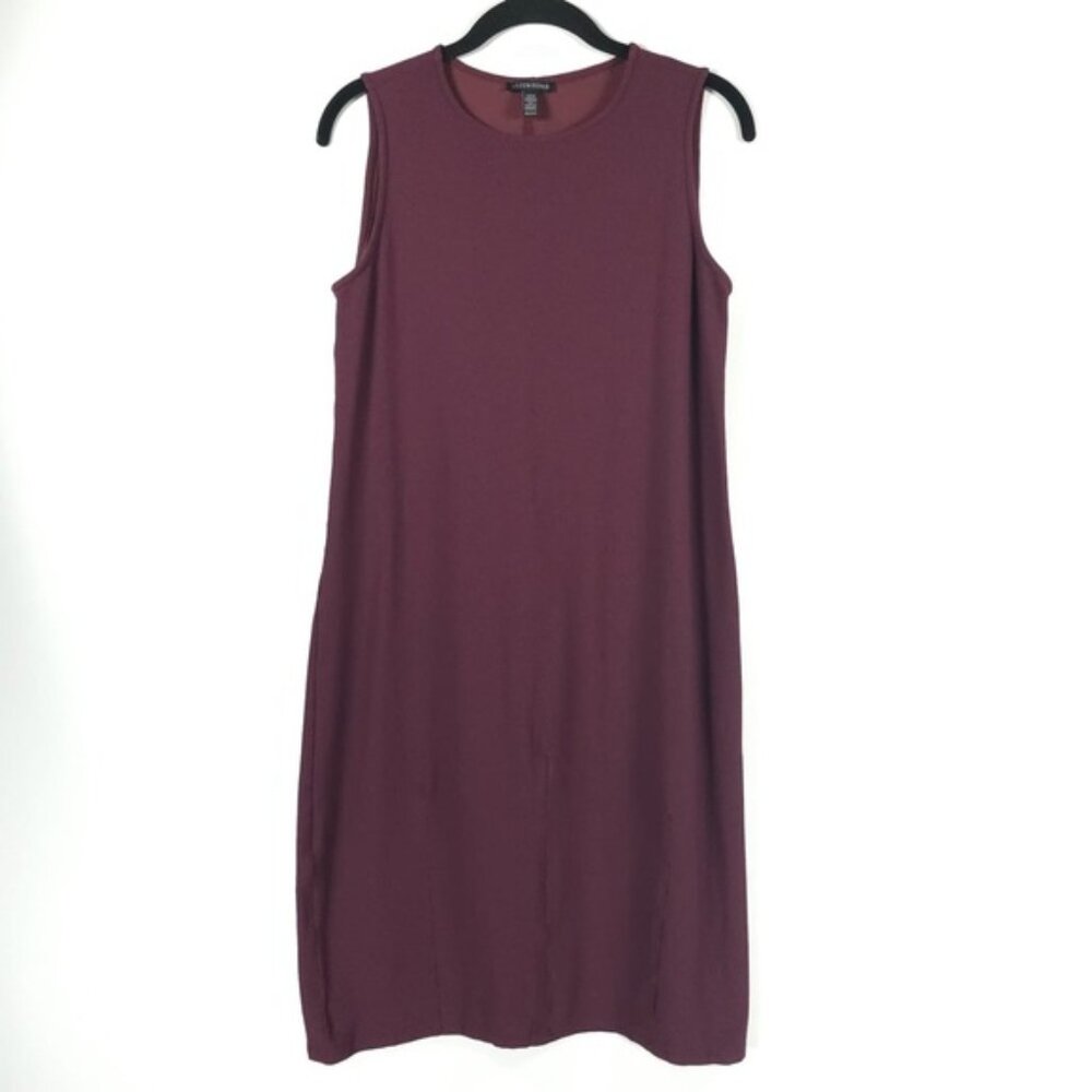 Eileen Fisher Usamade Viscose Blend Crew Neck Sleeveless Dress Size Xxs/Ttp